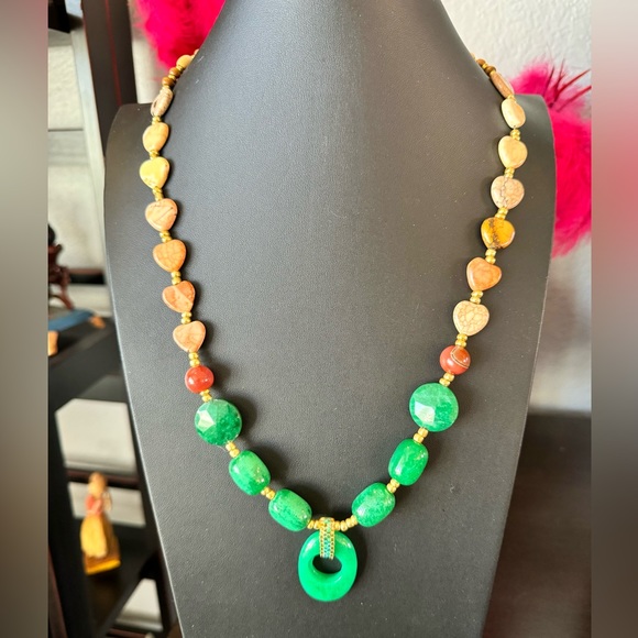 Artisan Beaded Necklace with Hearts - Picture 2 of 6